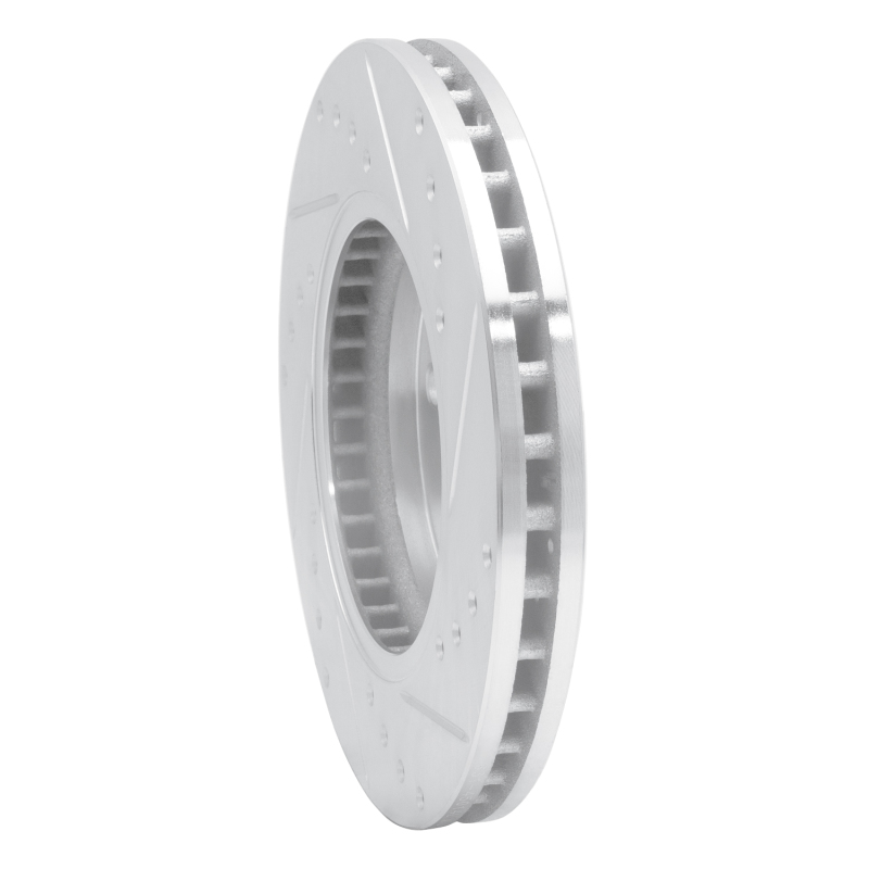 Buick LaCrosse Brake Rotor (1) - Front Left - R1 Concepts - Drilled & Slotted - Silver - `11-`16